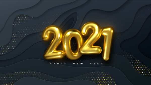 Wallpaper New, Golden, 2021, Happy, Words, Year