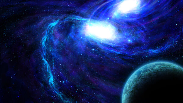 Wallpaper Galaxy, During, Bright, Night, Galaxies, And, Planet, Desktop