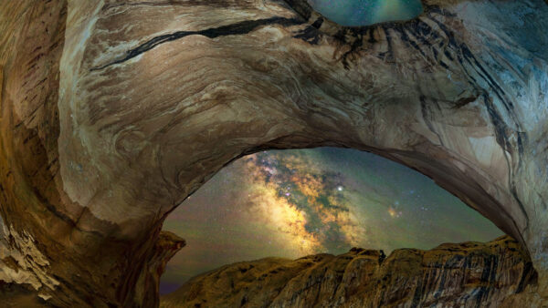 Wallpaper Mountain, Arch, View, Way, Cave, Travel, Stars, Between, Desktop, Milky