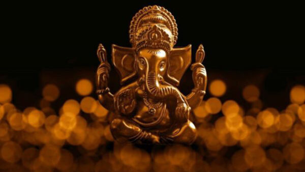 Wallpaper Statue, Background, Lord, Gold, Black, Ganesh