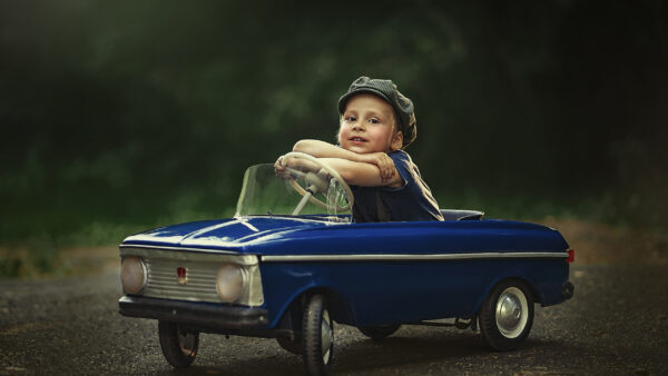 Wallpaper Desktop, Cute, Car, Sitting, Child, Smiling, Blue, Hat, Boy, With, Small