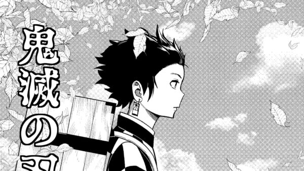 Wallpaper Clouds, Side, Demon, And, Falling, Standing, Desktop, Face, With, Kamado, Tanjirou, Slayer, Background, Anime, Leaves, Sky