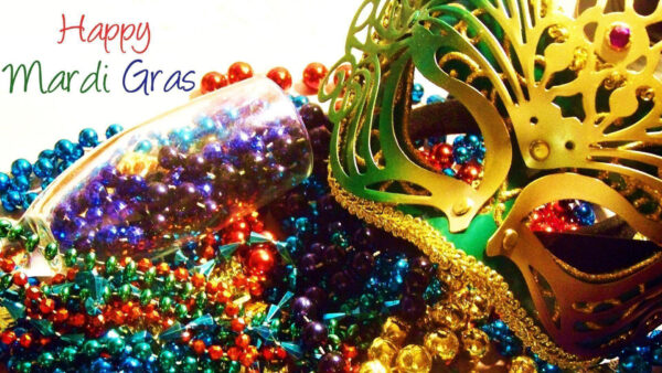 Wallpaper Mardi, With, Mask, Gras, Golden, Face, Decoration, Colorful, Beads