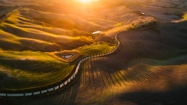 Wallpaper Nature, View, Between, Aerial, With, Beautiful, Lands, Path, Sunbeam