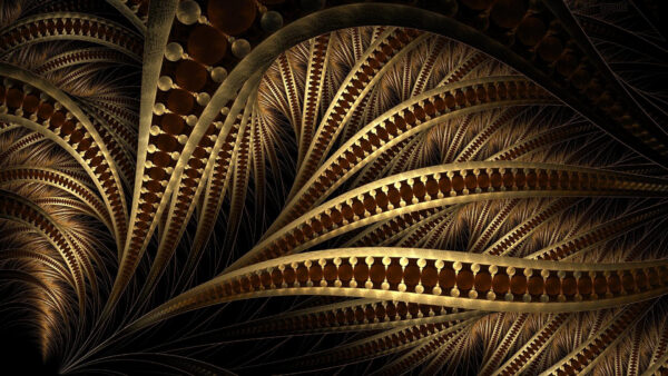 Wallpaper Art, Abstract, Gold, Feather, Brown