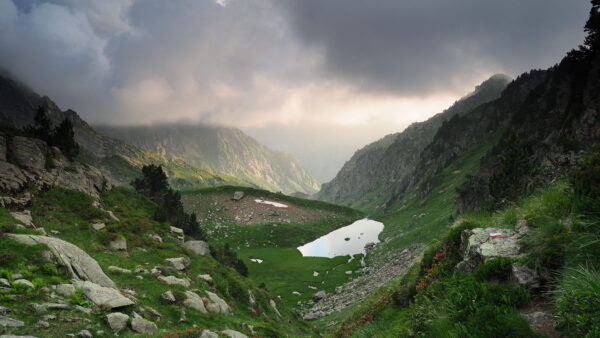Wallpaper Mountains, Nature, Landscape, Desktop, White, Lake, Clouds, Valley, View, Mobile, Sky, Black