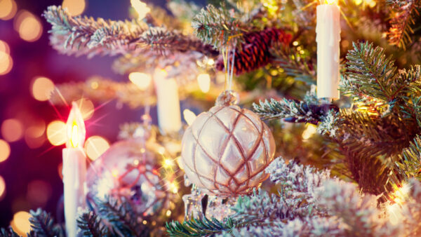 Wallpaper Candles, Decoration, Balls, Christmas, With, Desktop, And, Tree