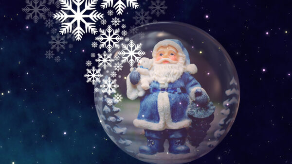 Wallpaper With, Desktop, Snowflake, Santa, Bubble, Blue