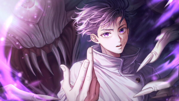 Wallpaper Yuta, With, White, Kaisen, Dress, Jujutsu, Okkotsu, Purple, Eyes