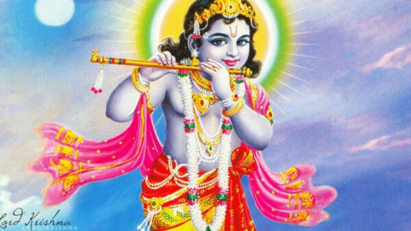 Wallpaper God, Lord, Flute, Colorful, Background, With, Krishna