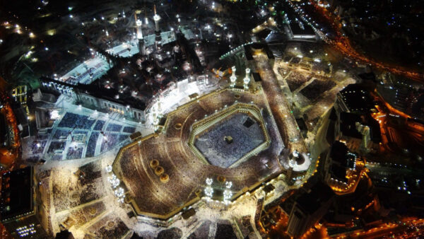 Wallpaper Aerial, Lights, Mecca, Nighttime, During, With, Ramzan, View