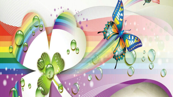 Wallpaper Flower, Butterfly, Drops, Artistic, With, Desktop