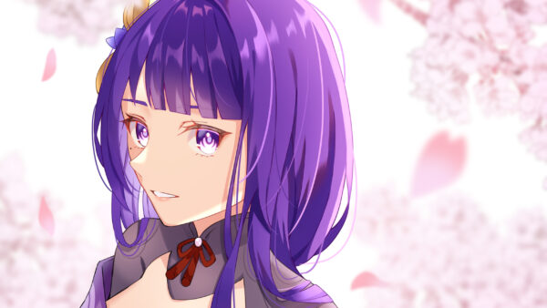 Wallpaper Purple, Genshin, Baal, Eyes, Impact, Hair