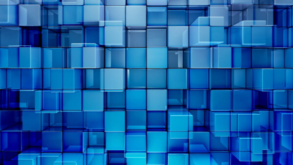 Wallpaper Shapes, Geometric, Blue, Plastic, Cube