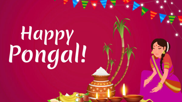 Wallpaper Pongal, Dark, Background, Pink, Happy