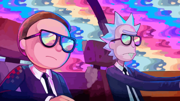 Wallpaper Car, Rick, 4k, Morty, Anime, Drive