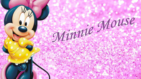 Wallpaper Glitters, Mouse, And, Desktop, With, Pink, Minnie, Background, White