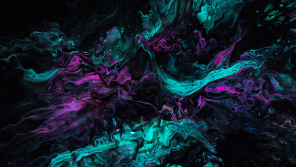Wallpaper Purple, Dark, Liquid, Paint, Stains, Turquoise, Mixing