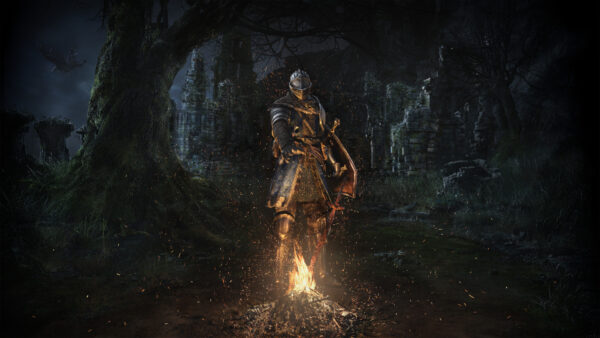 Wallpaper Bonfire, Desktop, Dark, Warrior, Sword, Games, Souls