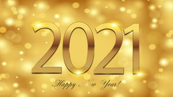 Wallpaper Word, Happy, 2021, New, Bokeh, Golden, Year, Background