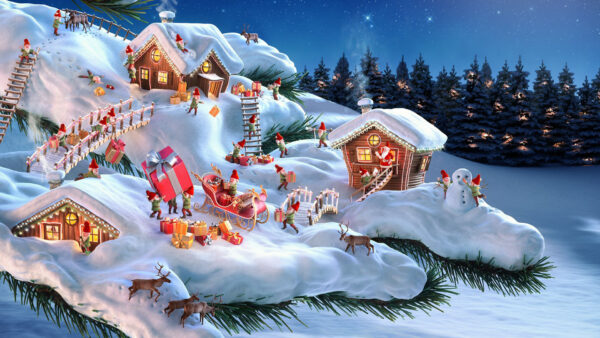 Wallpaper Gift, Santa, Clauses, With, Claus, Boxes