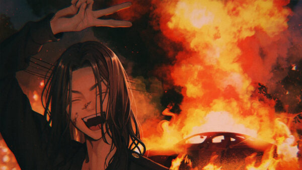 Wallpaper Tokyo, Revengers, Keisuke, Fire, Background, Baji