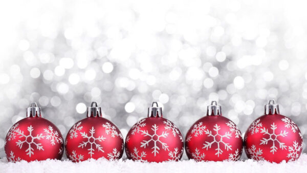 Wallpaper Balls, Christmas, Bokeh, Desktop, White, Background, Red