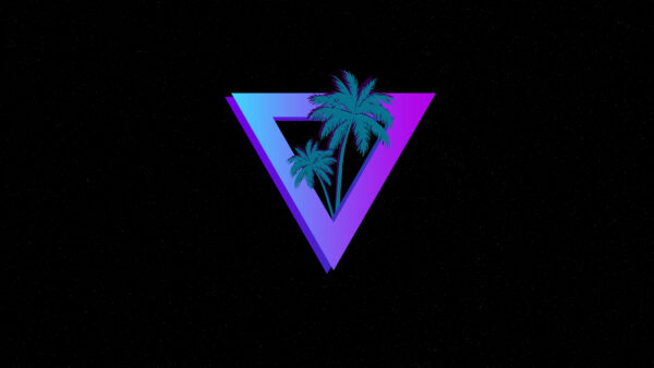 Wallpaper Background, Purple, Vaporwave, Palm, Trees, Triangle, Black