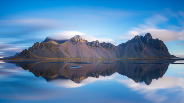 Wallpaper Reflection, Under, Iceland, Mountain, Water, Vestrahorn, Nature, Blue, Sky