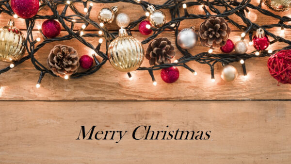 Wallpaper Balls, Merry, Lights, Ornaments, Silver, Christmas, Golden