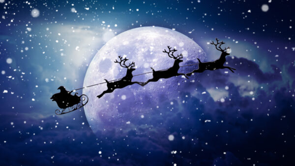Wallpaper Santa, Chariot, Moon, Reindeer