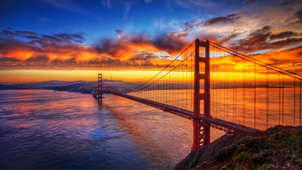 Wallpaper Sunset, Mobile, Desktop, Nature, During, Bridge