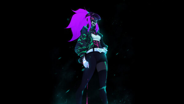 Wallpaper Black, Neon, League, Background, Legends, Akali