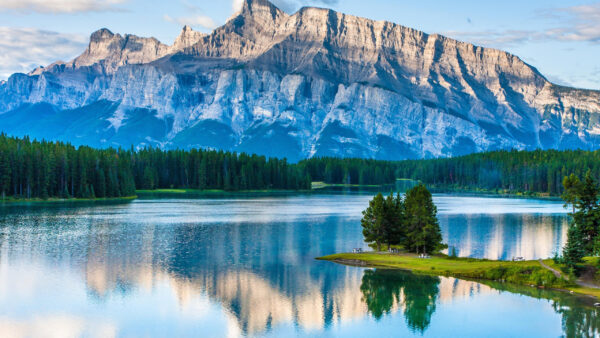 Wallpaper Desktop, And, River, View, Mountains, Surrounded, Landscape, Green, Trees, Nature
