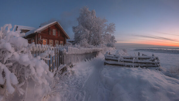 Wallpaper House, Russia, Desktop, Snow, With, Travel, Fence, Covered