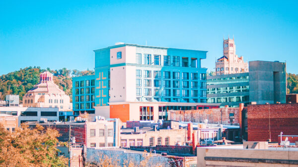 Wallpaper Blue, Buildings, Sky, Under, Concrete, Mobile, Desktop