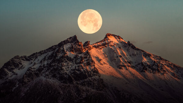 Wallpaper Mobile, Desktop, Sky, With, Blue, Nature, Background, Black, Snow, Rock, Mountains, Moon