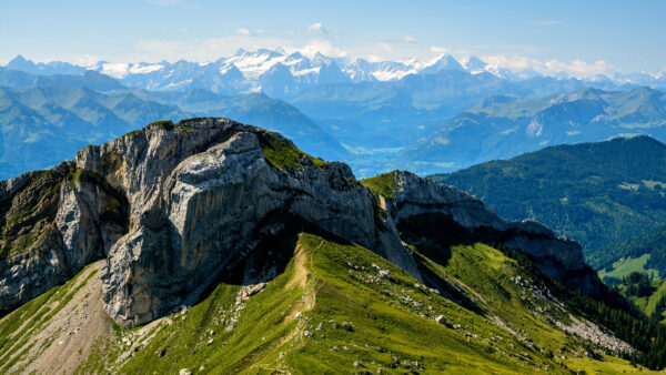 Wallpaper Greenery, Background, Blue, Nature, White, Mobile, Mountains, Clouds, Sky, Snow, Desktop, Rock