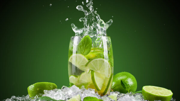 Wallpaper Green, Glass, Mojito, Drink, Clear, Bottle, Lemons, Cocktail, Cube, Ice, With