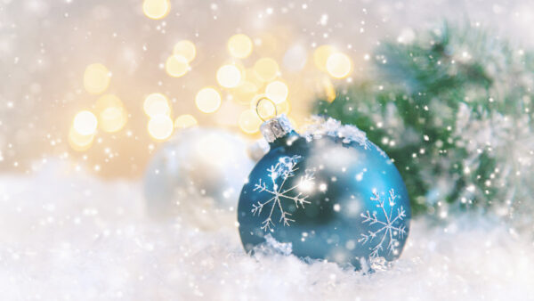 Wallpaper Background, Snow, Bokeh, Desktop, Lights, Blue, Silver, Christmas, Mobile, Balls