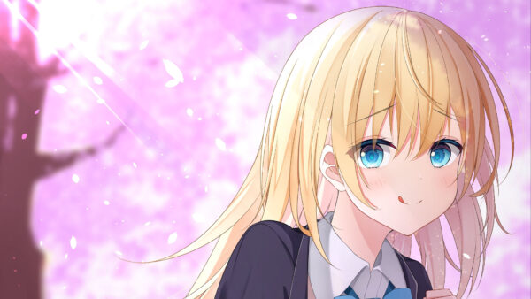 Wallpaper Girl, Hair, School, White, Pink, Blue, Uniform, Eyes, Background, Anime