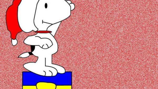 Wallpaper Gift, Blue, Box, Christmas, Standing, Snoopy