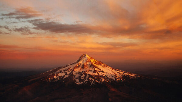 Wallpaper Rock, Sunset, During, Under, Blue, Covered, Sky, Black, Clouds, Snow, Mountain
