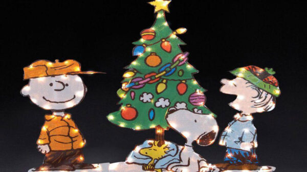 Wallpaper Boys, With, Tree, Snoopy, Two, Christmas, Near, Standing