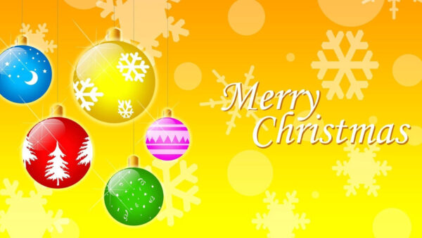 Wallpaper Yellow, Desktop, Bauble, Decoration, Colors, Merry, Snowflake, Christmas