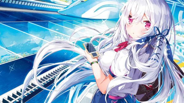 Wallpaper White, Long, Pink, Eyes, Anime, Girl, Hair