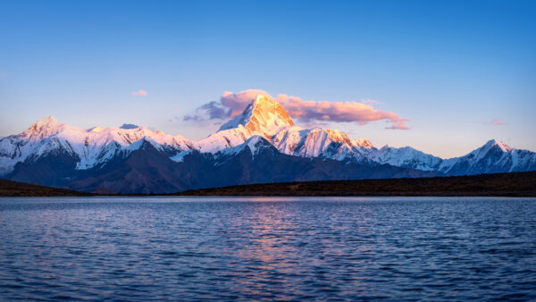 Wallpaper Landscape, Sky, Covered, Nature, Ocean, View, Mountains, White, Blue, Snow, Background