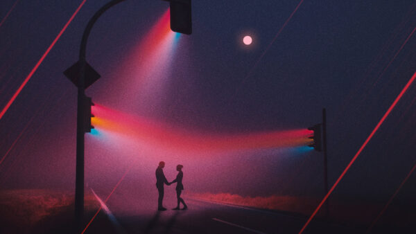 Wallpaper Neon, Artwork, Lights, Couple, Traffic, Love