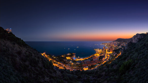 Wallpaper Monaco, Night, Cityscape, Panorama