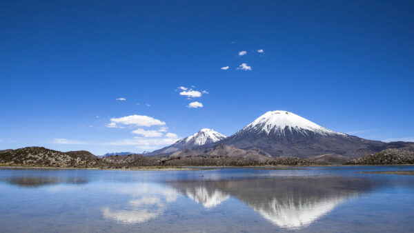 Wallpaper Sky, Lake, Landscape, Nature, Chile, With, Blue, Mountain, Desktop, Background, Reflection
